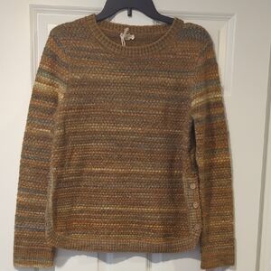 Hem & Thread Multicolor Brown Striped Crewneck Sweater